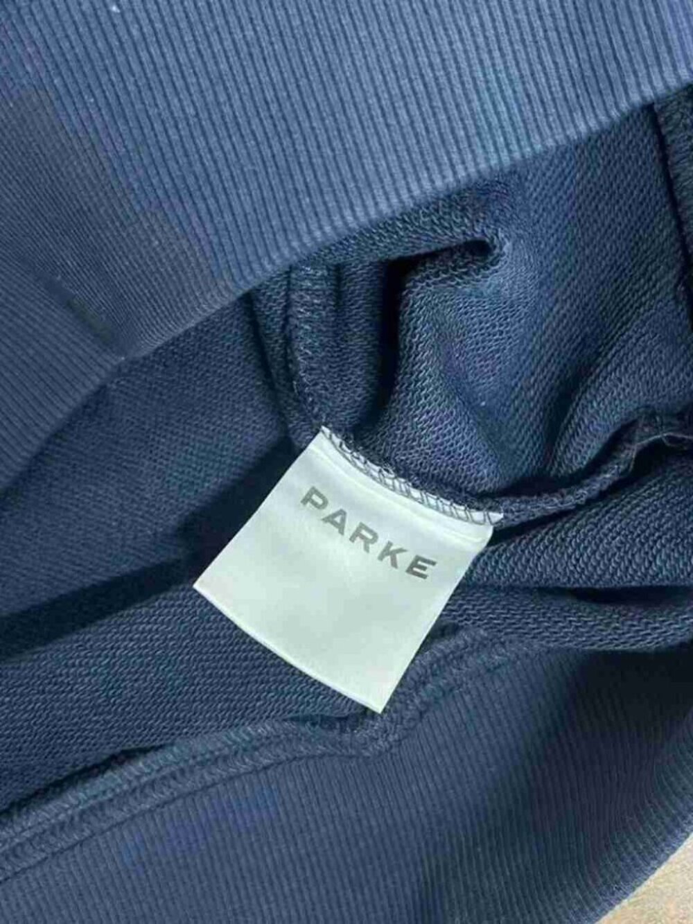 PARKE Dark Blue Mock Neck Orange Varsity Logo Sweatshirt - Picture 3 of 6